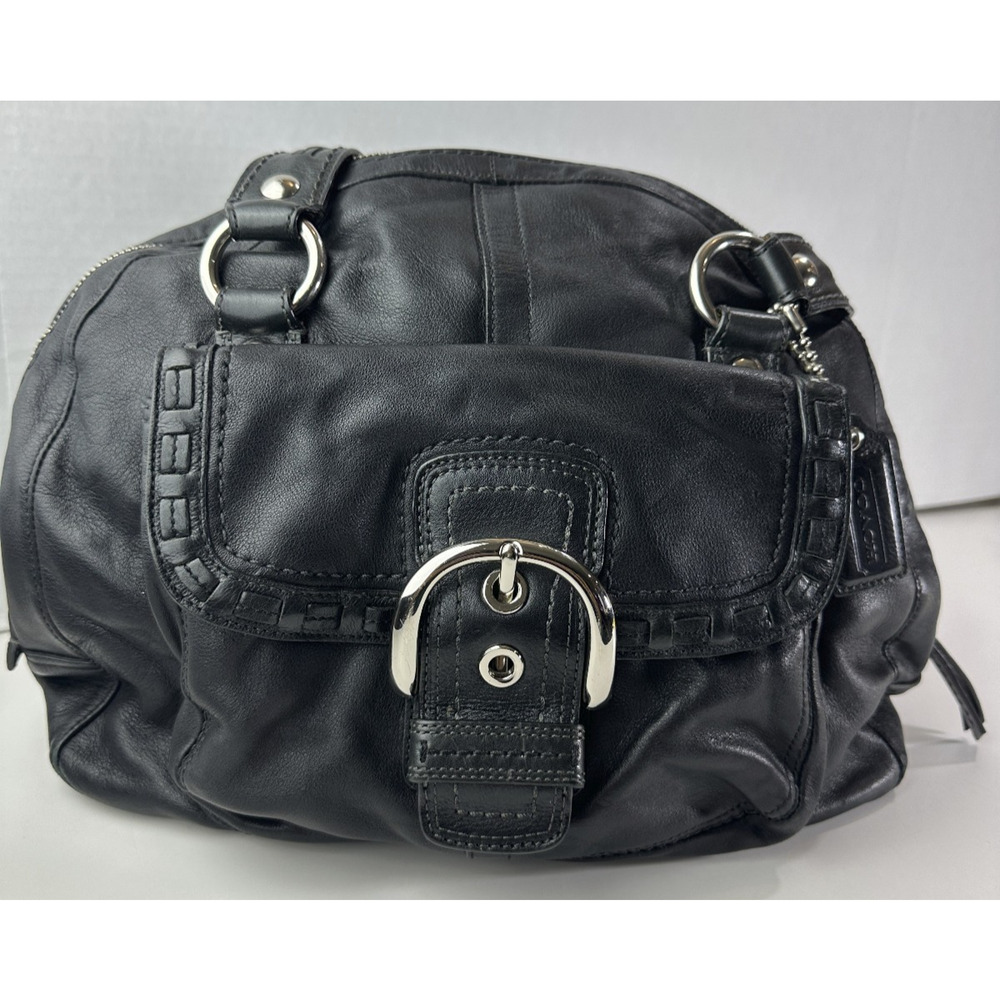 Coach Soho Courtney Buckle Domed Leather Shoulder Bag Flap Fold Over Satchel - Picture 2 of 16